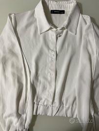 Camicia bianca , modello Crop. Con maniche lunghe