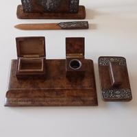 Accessori scrivania artigianali, 4 pezzi in legno