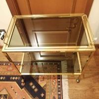 CARRELLO IN METALLO DORATO E VETRO FUME’