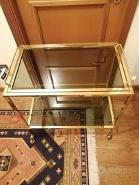CARRELLO IN METALLO DORATO E VETRO FUME’