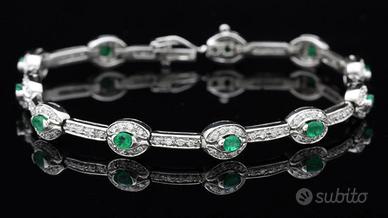 TENNIS BRACCIALE ORO BIANCO 18KT BRILLANTI BIANCHI