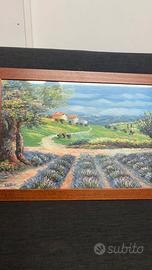 Quadro con paesaggio di campagna/campo di lavanda