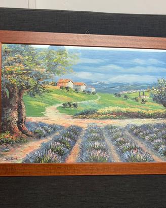 Quadro con paesaggio di campagna/campo di lavanda