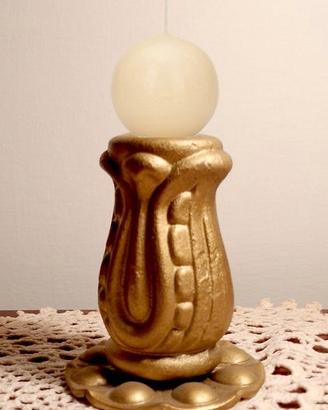 Portacandele in ferro battuto oro antico