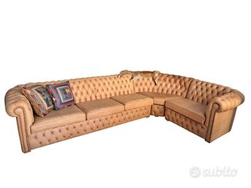 Divano Angolare Chester D'epoca pelle gialla