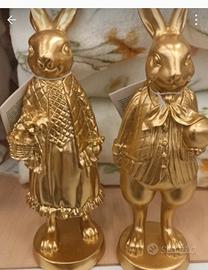 famiglia di conigli ceramica/resina