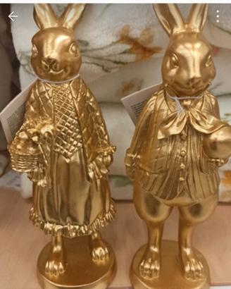 famiglia di conigli ceramica/resina