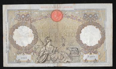 Banconota 100 lire 23.08.1943 rara