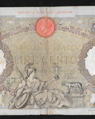 Banconota 100 lire 23.08.1943 rara