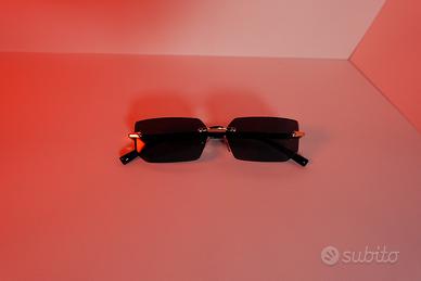 Occhiali da Sole Rettangolari Nero & Oro