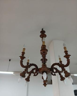 coppia lampadari artistici in legno