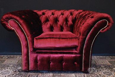 Poltrona Chesterfield club in velluto fucsia