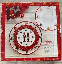 Set 3 pezzi piatti natale completo nuovo 6 persone