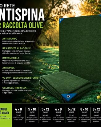 RETE RACCOLTA OLIVE ANTISPINA DOPPIA RETE 90GR/MQ