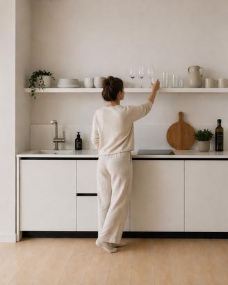 Cucina lineare moderna per piccoli spazi eleganti