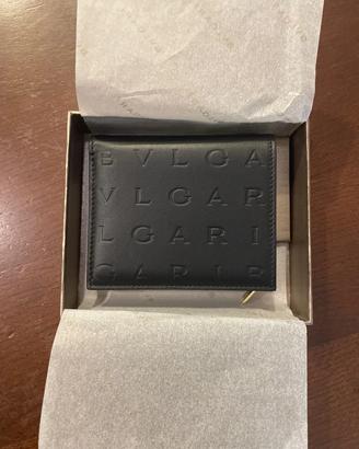 Portafoglio Bvlgari donna compatto nero pelle logo