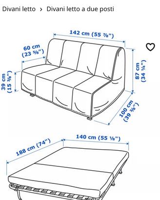 Divano letto 2 posti