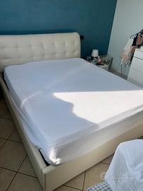 Letto matrimoniale  ecopelle bianco contenitore