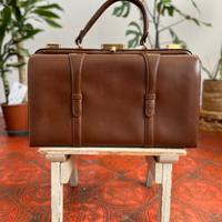 Borsa bauletto rigido pelle marrone vintage