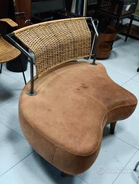 Divano brutalista in pelle, anni '80