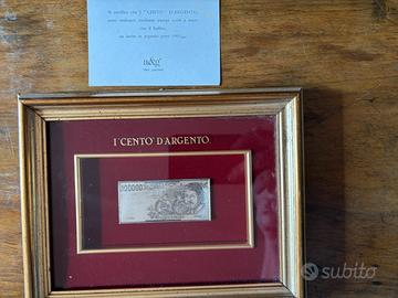 quadro riproduzione lire 100000 Caravaggio arg 999