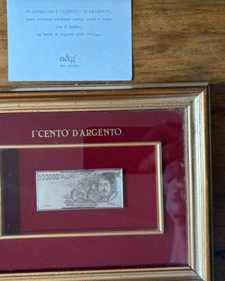 quadro riproduzione lire 100000 Caravaggio arg 999