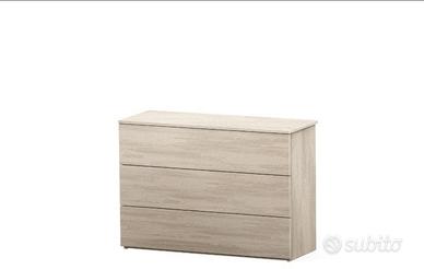 Comò moderno 3 cassetti rovere chiaro