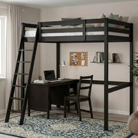 Letto a soppalco matrimoniale nero + materasso