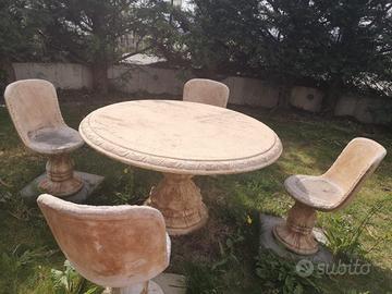 Tavolo da giardino rotondo in cemento