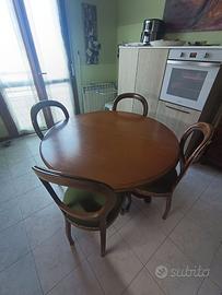 Set Tavolo Rotondo Allungabile + 6 Sedie Vintage