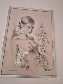Quadro con ritratto femminile firmato Parisi
