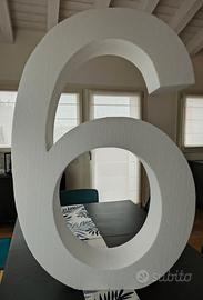 Numero 6 in polistirolo per feste di compleanno 