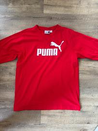 T-shirt Puma rossa sportiva logo petto Ragazzo/Bam