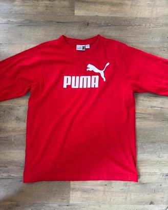 T-shirt Puma rossa sportiva logo petto Ragazzo/Bam