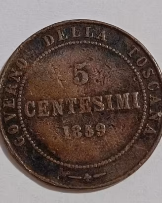  moneta 5 centesimi 1859 - governo di toscana 