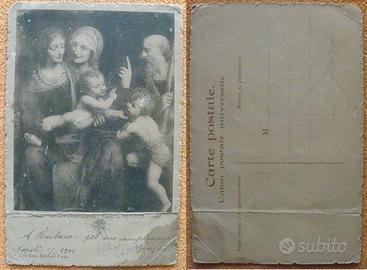 Antica CARTE postale SANTA FAMIGLIA Luini NON viag