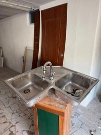 Lavello cucina inox 2 vasche con gocciolatoio e ru