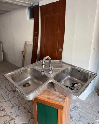 Lavello cucina inox 2 vasche con gocciolatoio e ru