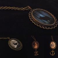 Collana gotica cammeo cameo pendente bijoux ottone