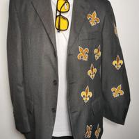 Blazer Giacca Elegante Grigio Ricami rilievo oro 