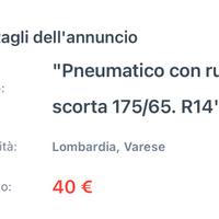 Ruota di scorta con pneumatico R14