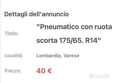 Ruota di scorta con pneumatico R14