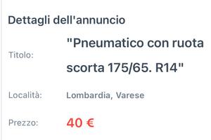 Ruota di scorta con pneumatico R14