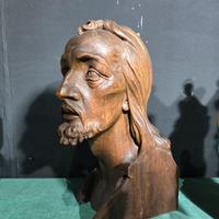 Scultura in legno Volto Gesú