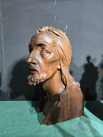 Scultura in legno Volto Gesú