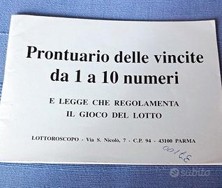 prontuario delle vincite vintage 