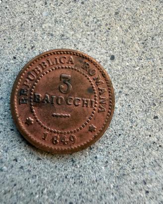 3 Baiocchi repubblica romana 1849