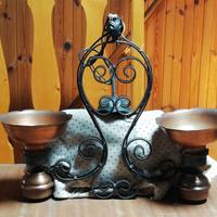 Lampadario in ferro battuto a 2 lampade