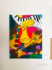 Quadro tema Musica - colori  a tempera 40 x 30 cm