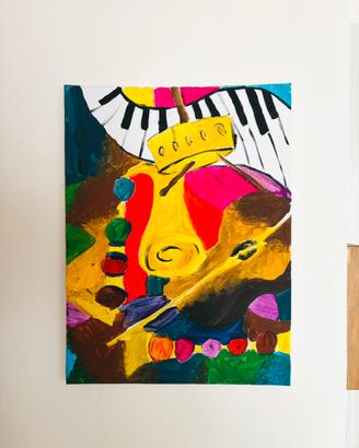 Quadro tema Musica - colori  a tempera 40 x 30 cm